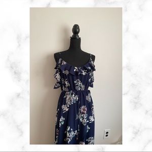 FOREVER 21 Navy/ Floral Hi-Low Sundress